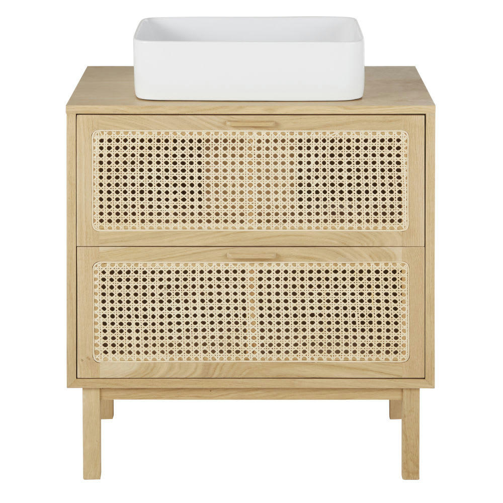 Canopy - Meuble vasque de salle de bains 2 tiroirs cannage en rotin