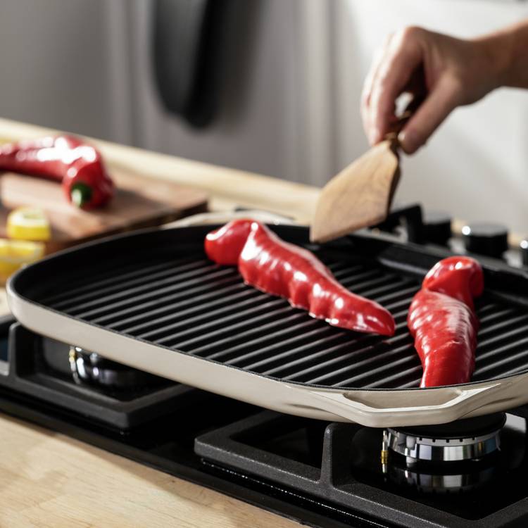 Habitat 38cm Large Cast Iron Grill Pan - Cream