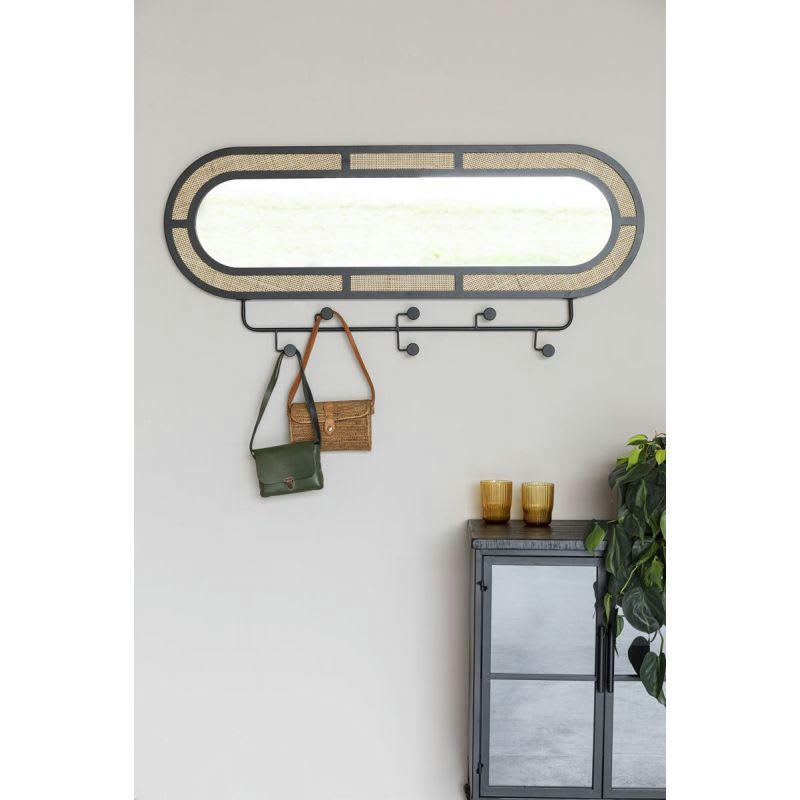 AIDA - Miroir déco design en rotin noir