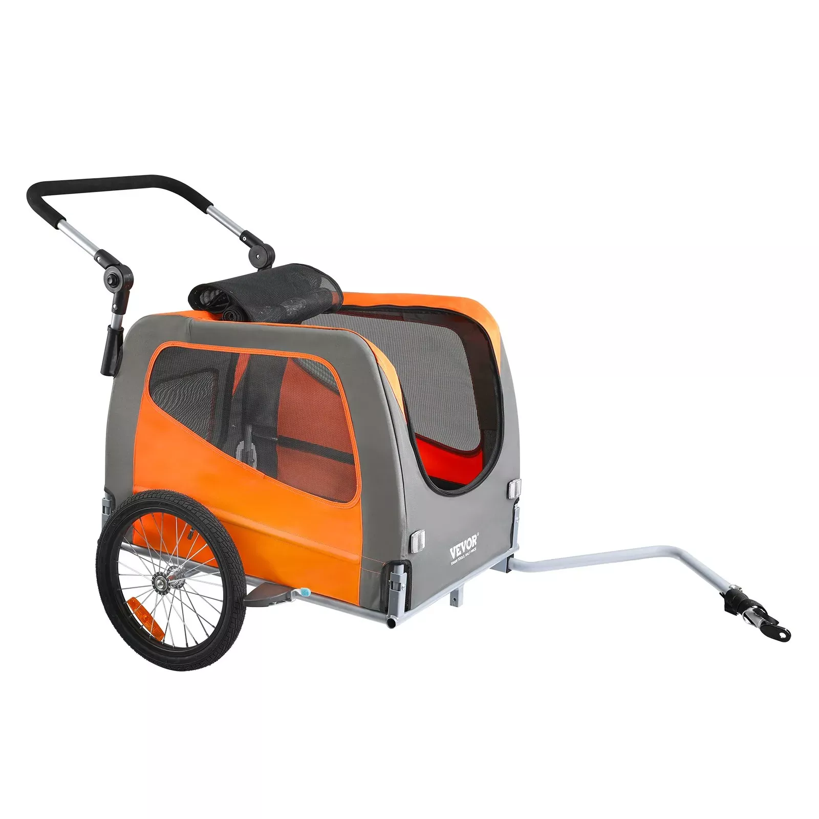 Przyczepka rowerowa dla psa do przewozu transporter do 30 kg pomarańczowy
