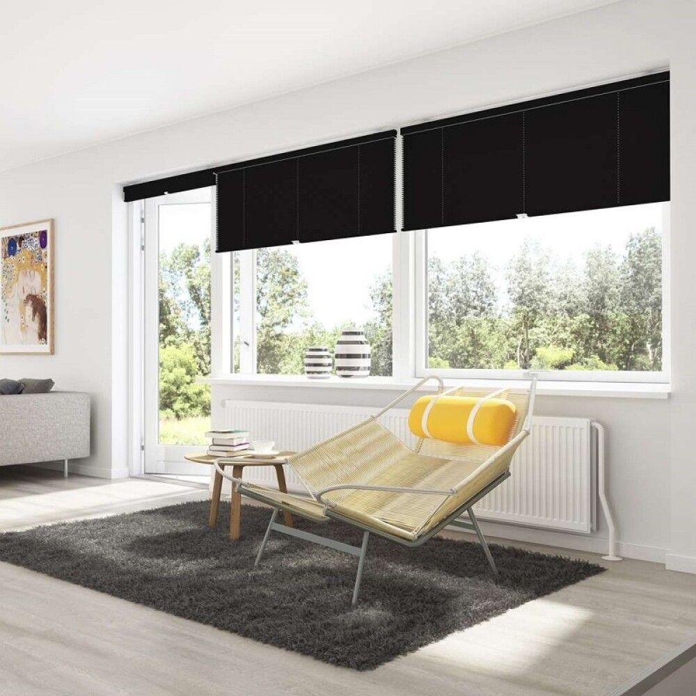 PLISSÉ DEBEL TOUCH TRÅDLØS 160X160CM SVART