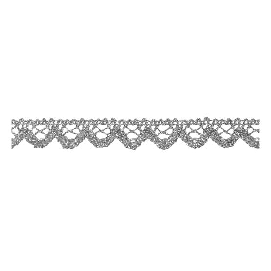 Silver 16mm Metallic Lace Trim by the Metre