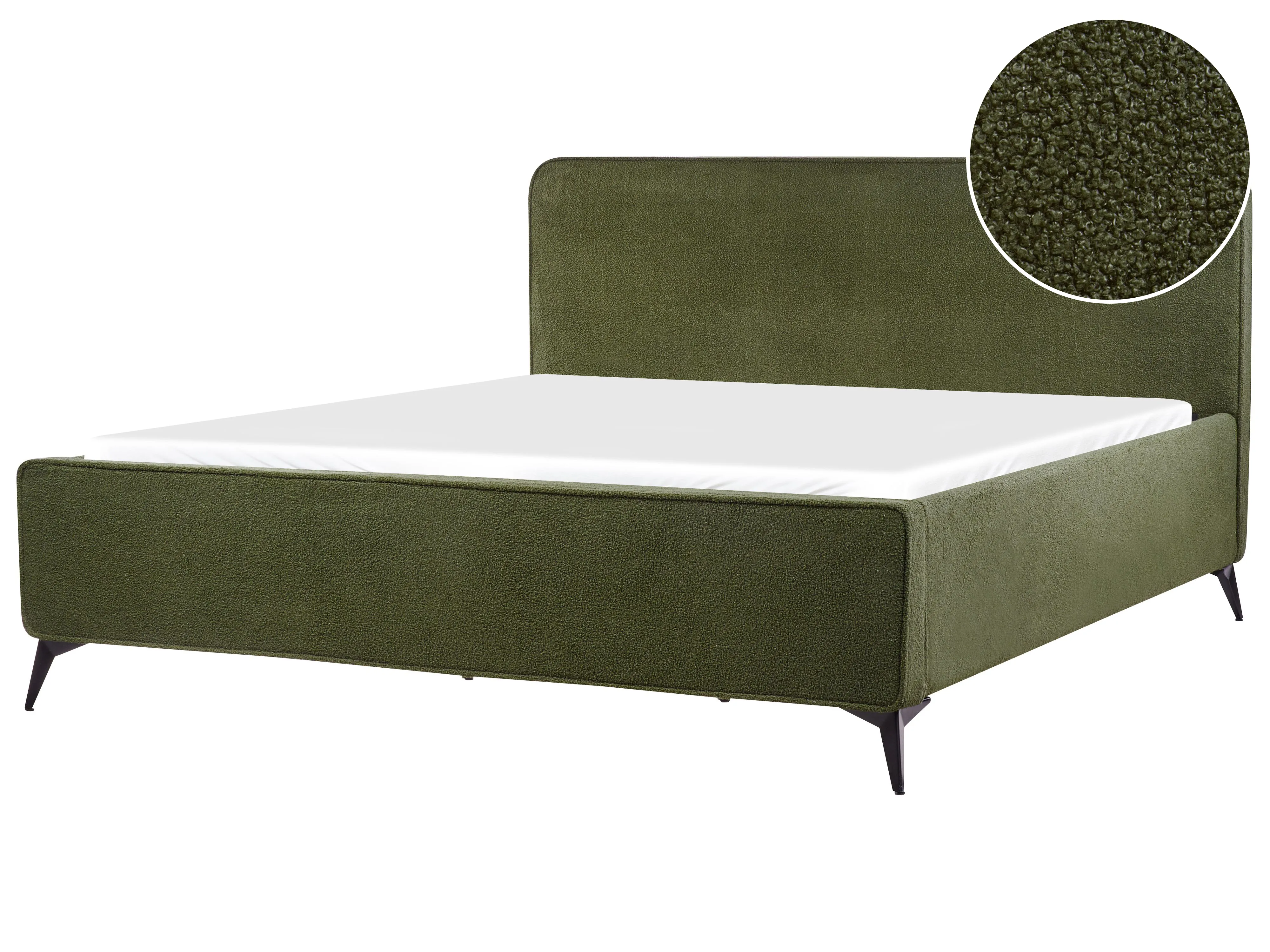 Bed Boucle VALOGNES 160 x 200 cm (EU King Size) Dark Green