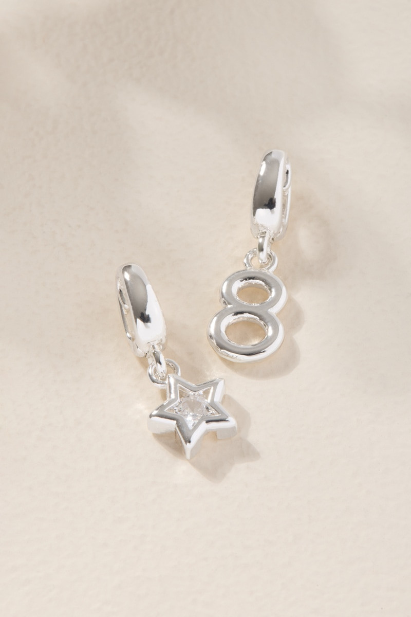 Star and Number Charm Set Silver