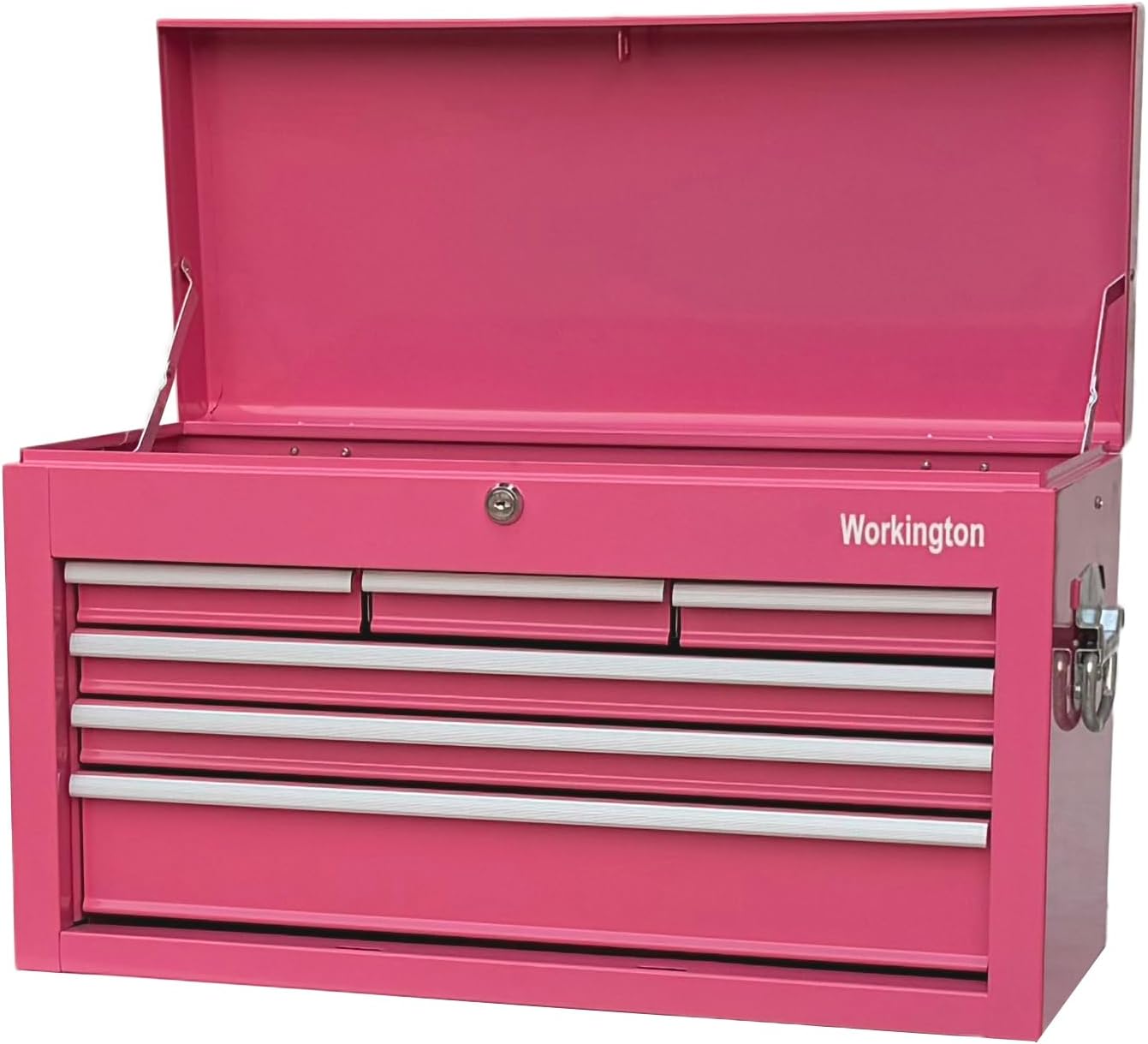 Workington Portable Metal Tool Chest with 6 Drawers, 24 6-Drawer Tool Chest Cabinet with Ball Bearing Drawer Slides, Steel Tool Storage Box Organizer 4005 Pink