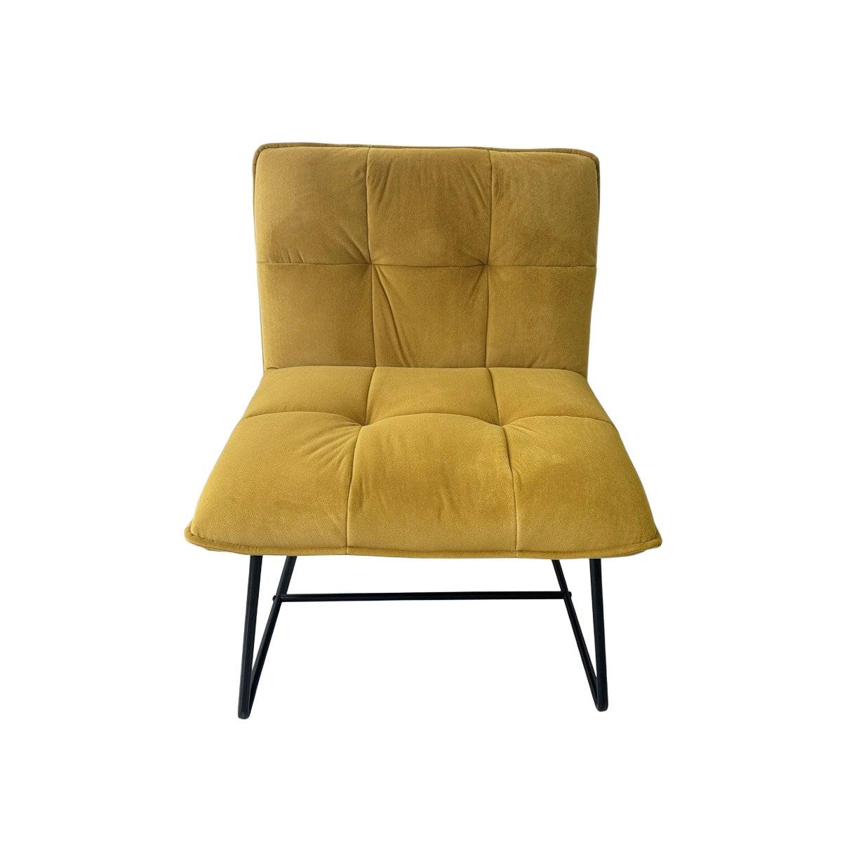 Fotel NELOX welurowy musztardowy 63x69x73 cm HOMLA