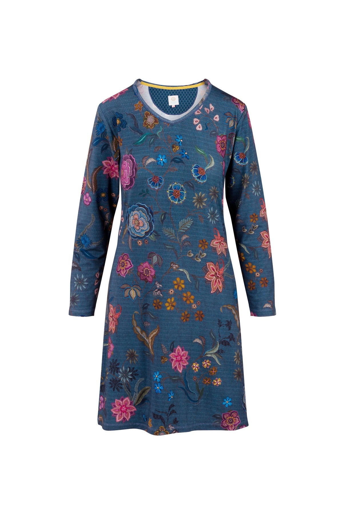 Pip Studio - Dana Nachthemd Lange Mouw Dames - Coco Flower - Blauw - XS