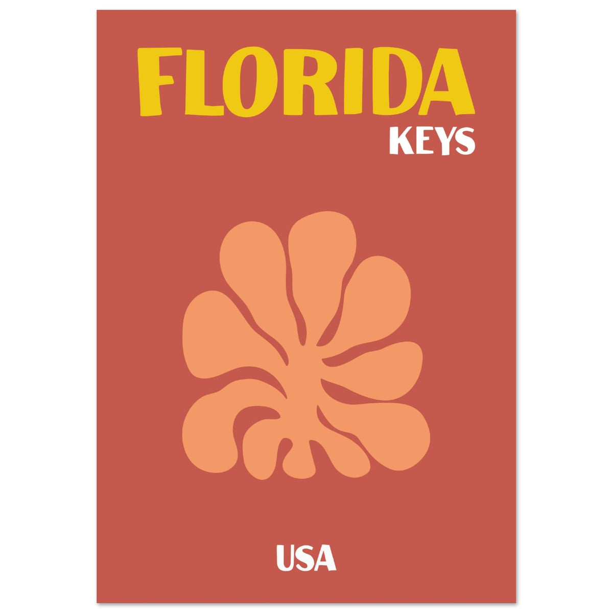 Artfulprints Poster USA - Florida Keys  - A4 21x29.7 cm - Terracotta
