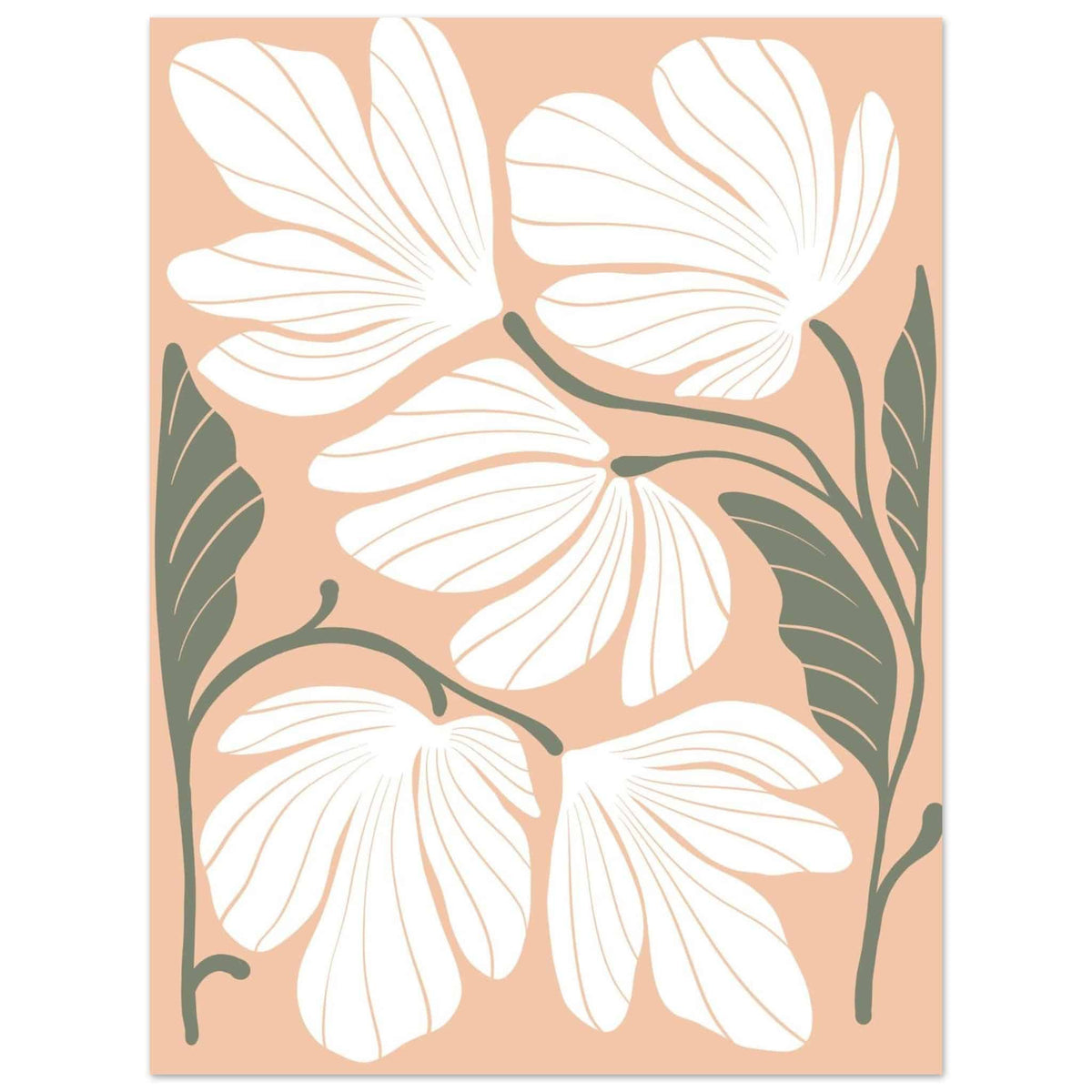 Artfulprints Poster Boho – Delicate flowers  - 30x40 cm - Wit
