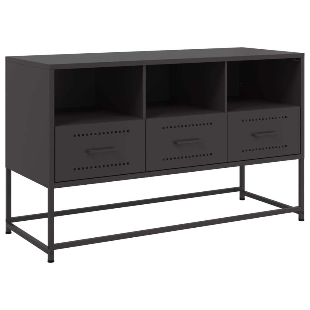 Szafka Pod Telewizor Półka Stolik RTV Metal Czarny 100.5x39x60.5 cm