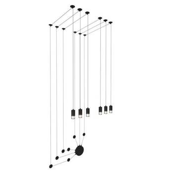 Lampa ścienna LINEA-6 WALL czarna kable długie