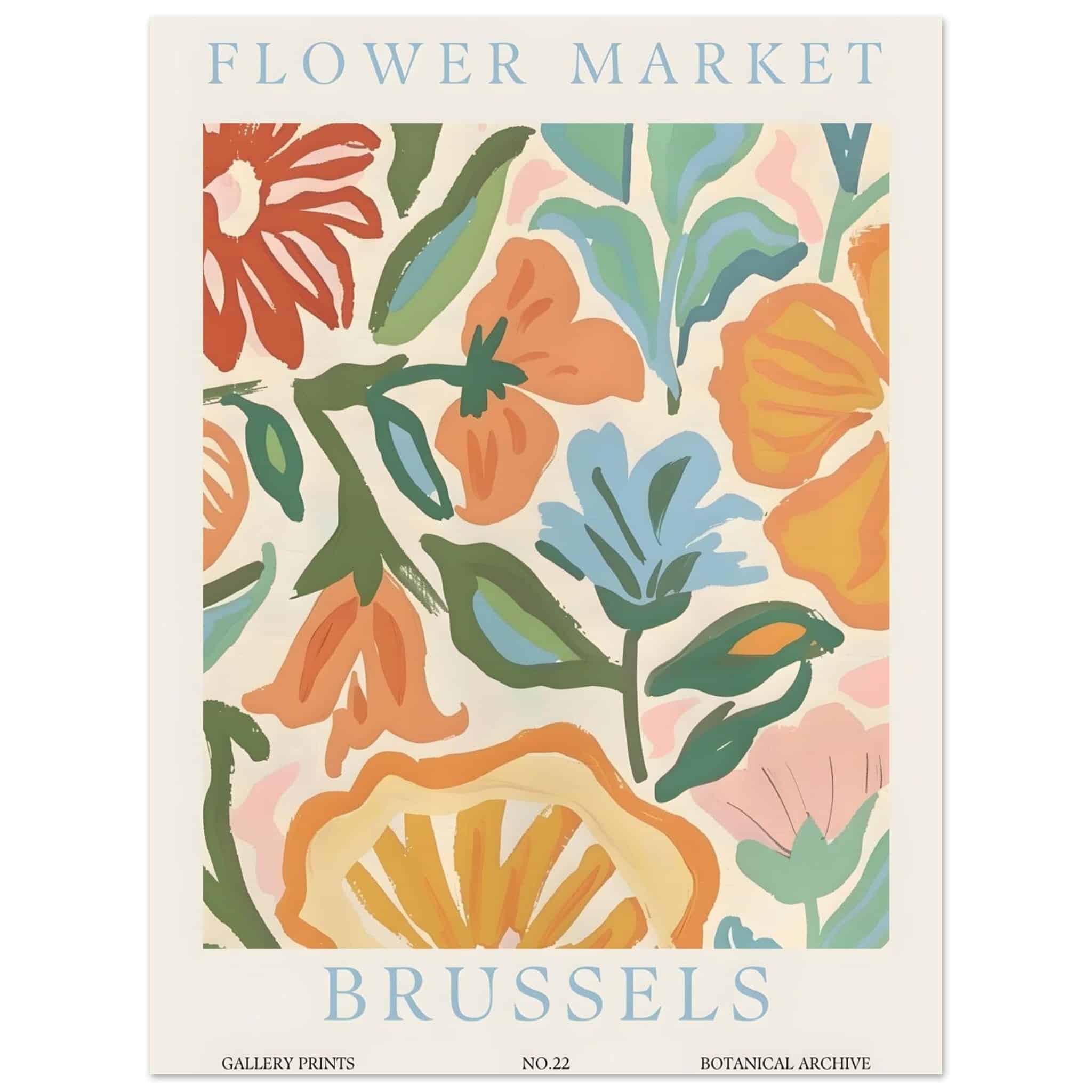 Artfulprints Poster Flower market - Brussels  - 30x40 cm - Meerkleurig