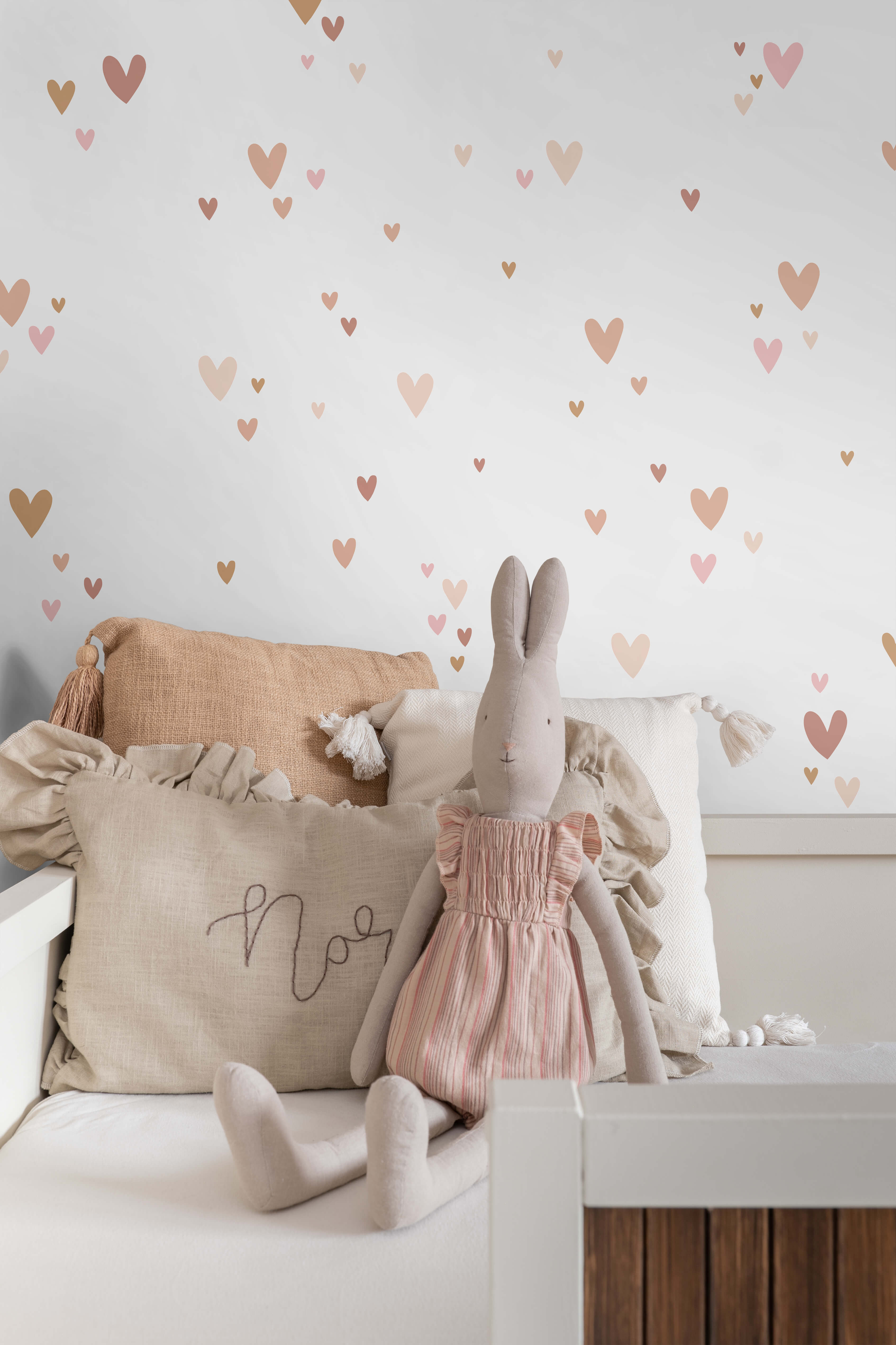 ESTAhome muursticker hartjes terracotta, roze en beige - 33 x 47.5 cm - 156117