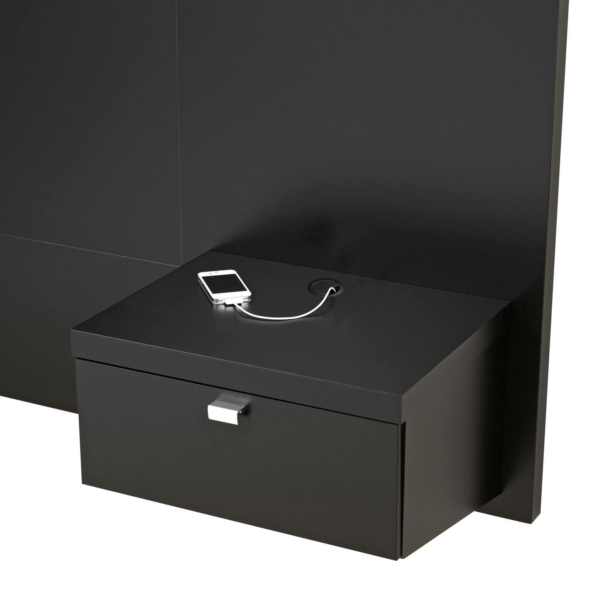 Prepac Series 9 Designer Floating Queen Headboard with Nightstands