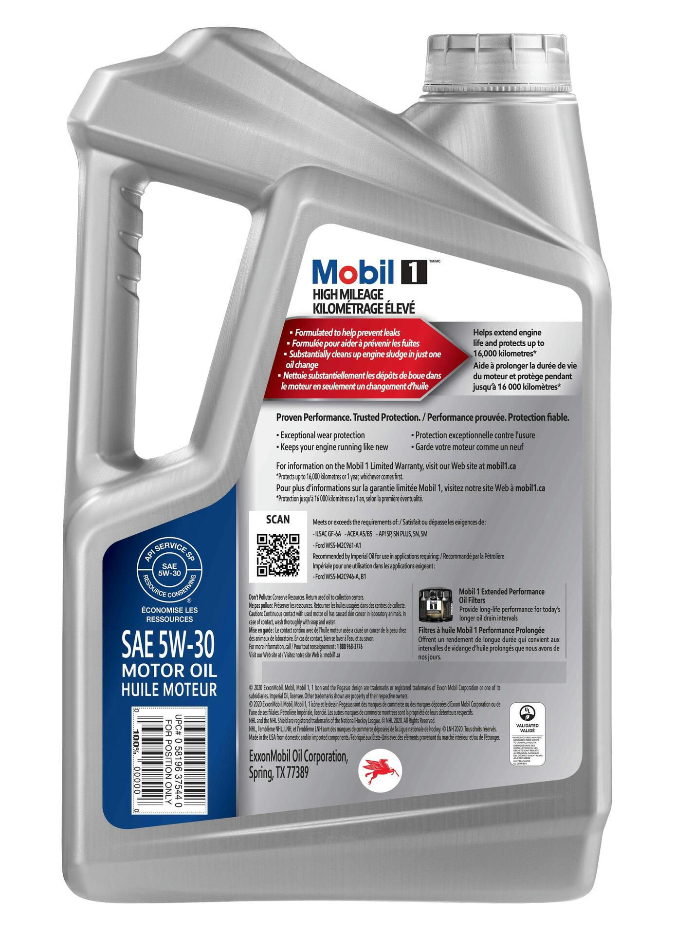 Mobil 1™ High Mileage 5W30 Synthetic Engine/Motor Oil, 4.73-L