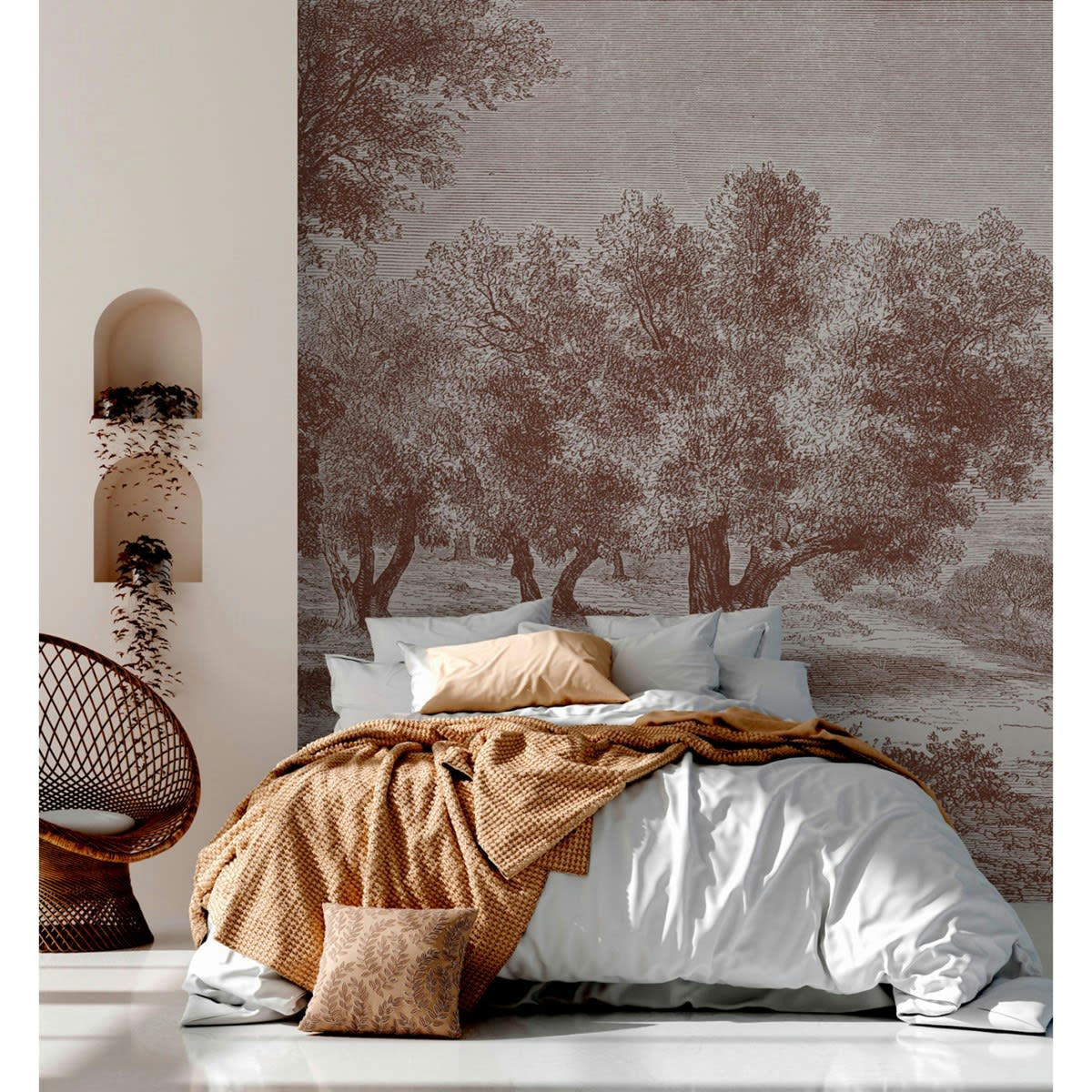 CAPRI - Papier peint panoramique motif imprimé Bordeaux 288x270cm