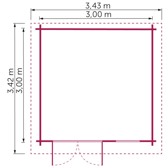 Gartenhaus »Sanremo«, Holz, BxHxT: 343 x 211 x 345 cm (Außenmaß inkl. Dachüberstand)