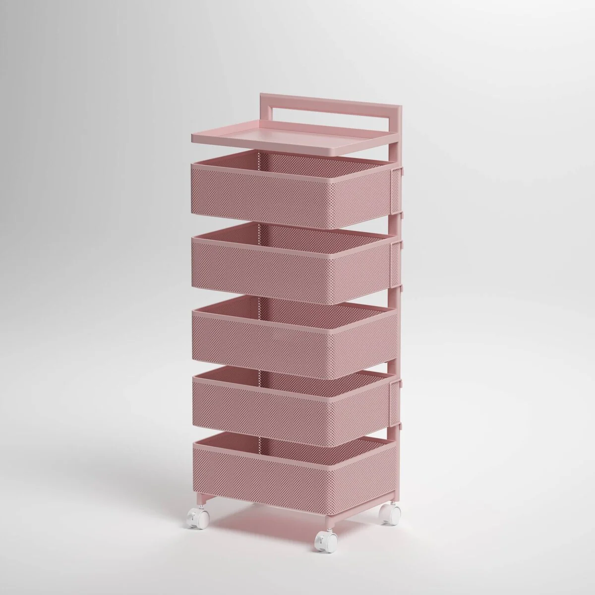 5 - Layer Steel Rolling Rotatable Utility Cart with Wheels - N/A