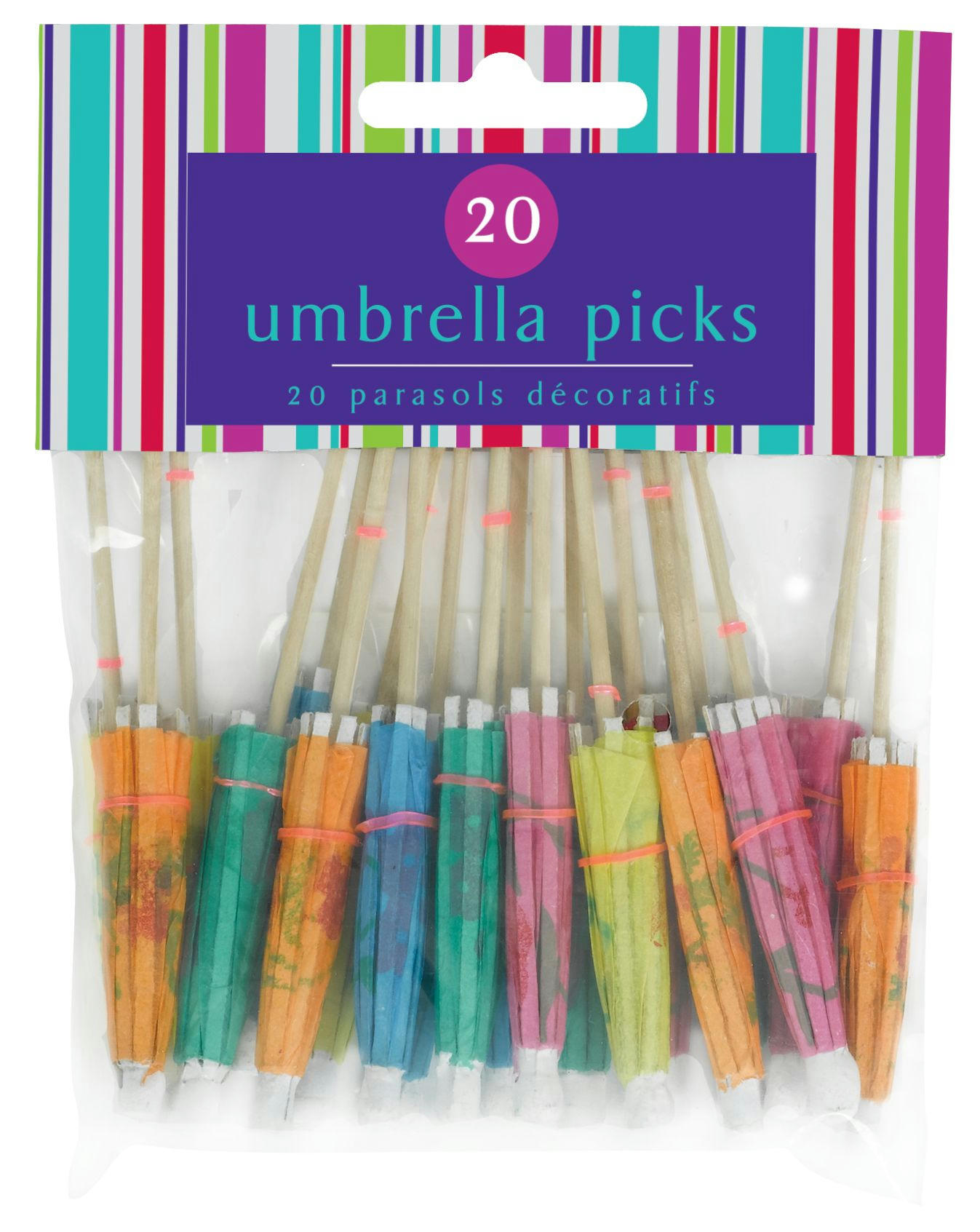Umbrella, Cocktail Picks, Weddings, Anniversaries, Assorted Colours, 20-pk