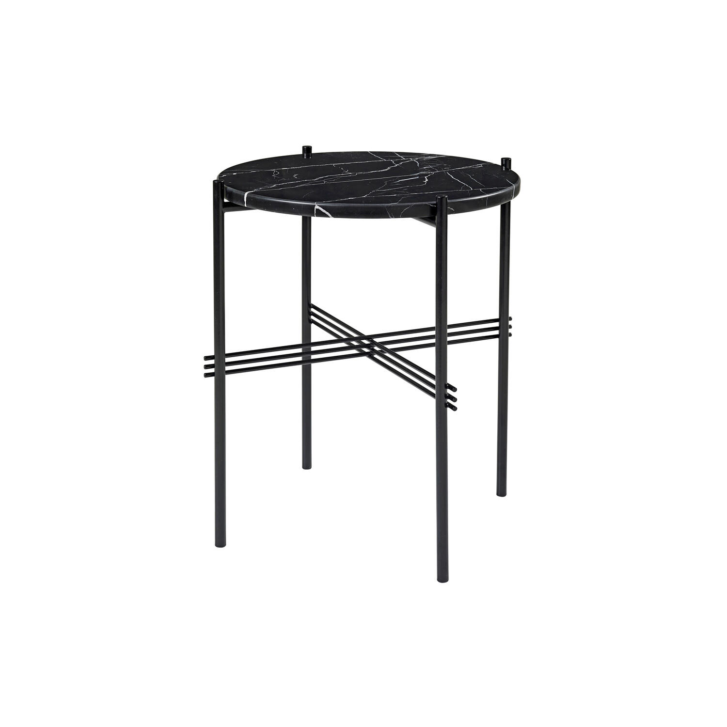 TS Side Table Round, black marquina marble/black