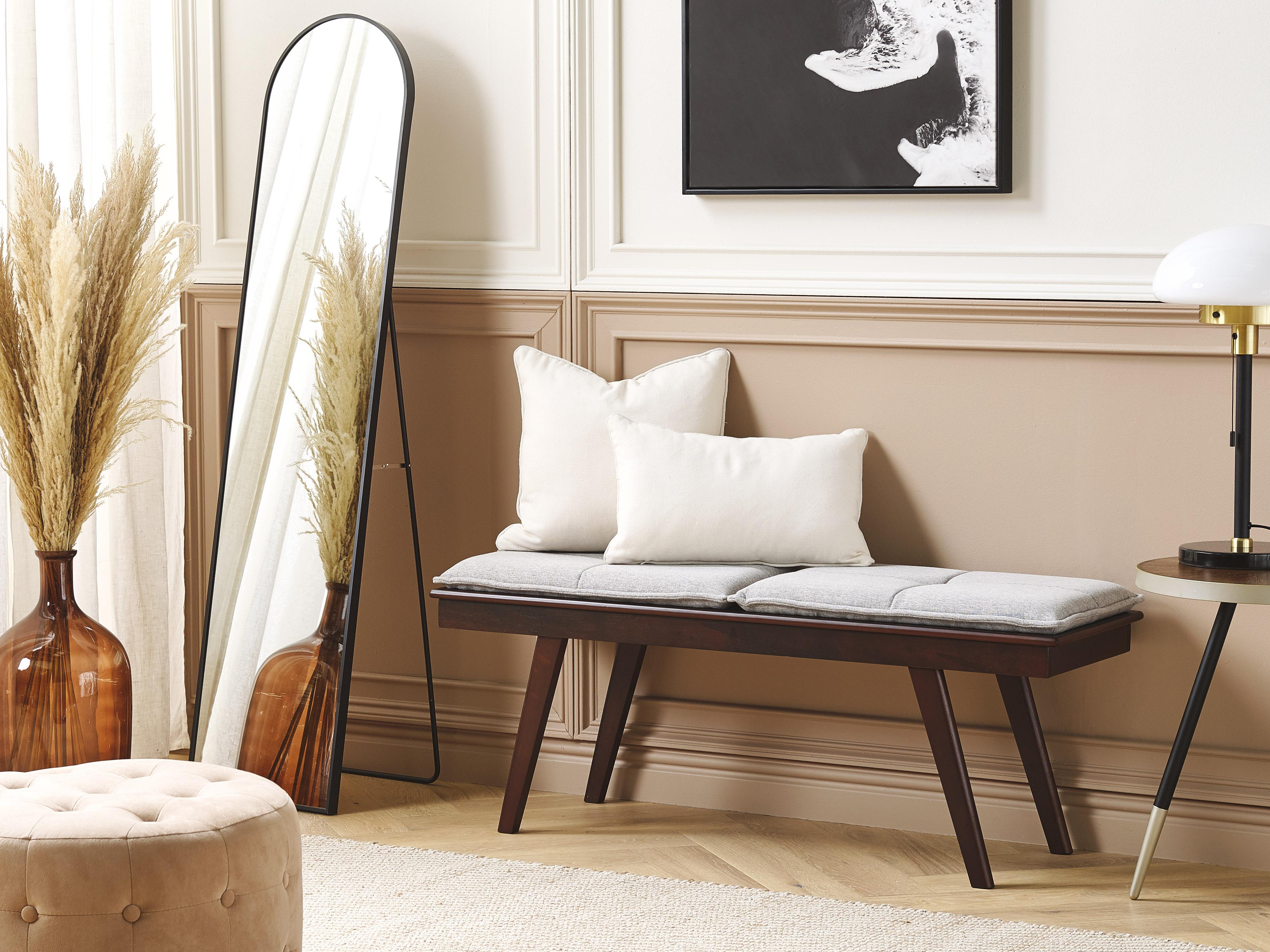 Upholstered Bench EXTON Fabric Dark Brown/ Grey