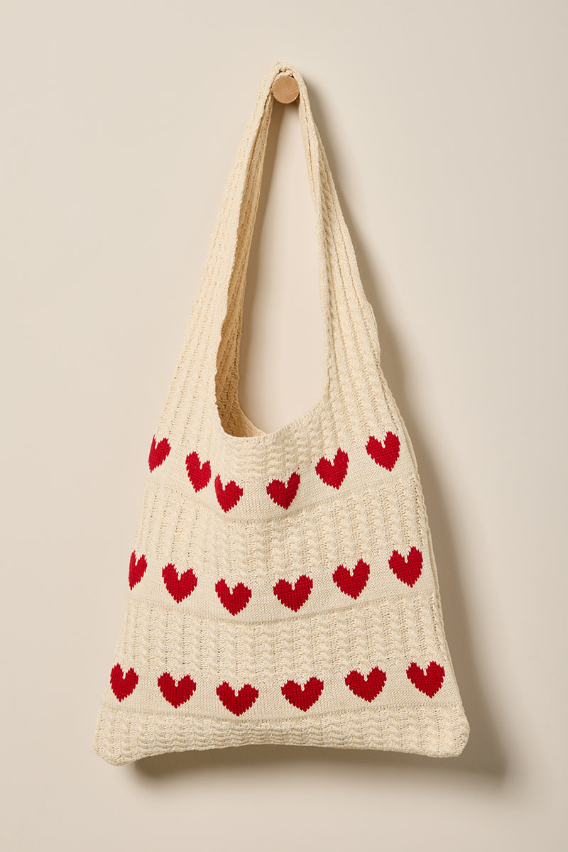 Laura Heart Knitted Tote Bag