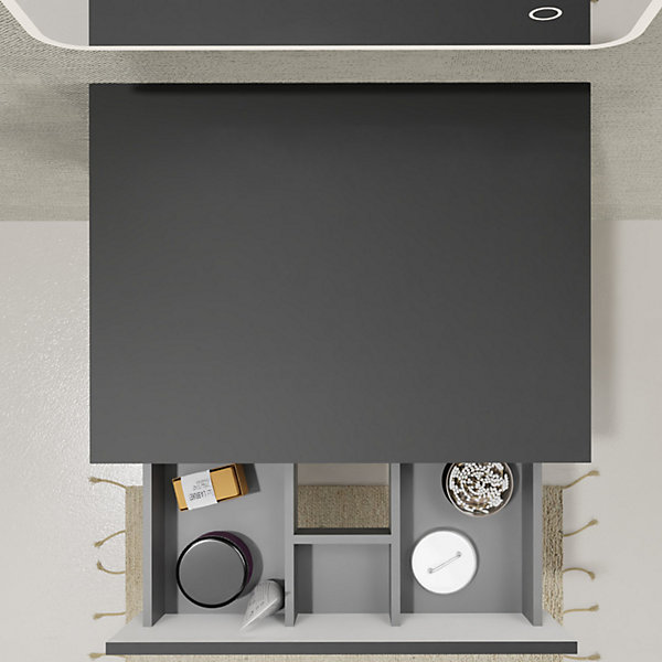 Meuble salle de bain 60 cm pour vasque à poser - Noir mat - A suspendre - Karaib 2