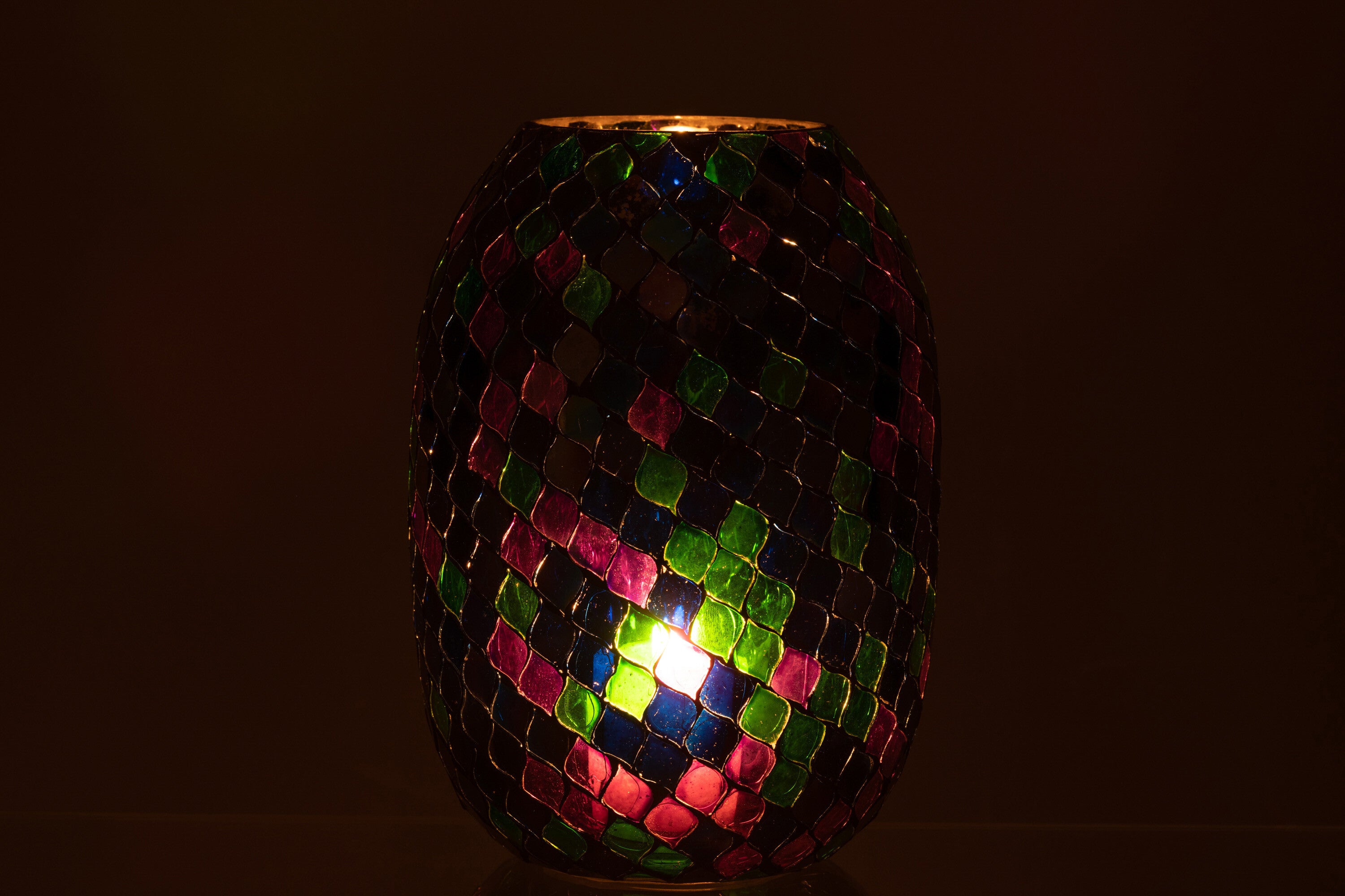 J-Line windlicht Mozaiek - glas - paars - extra large