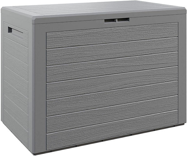 Coffre de Rangement 190 L Gris Poignées latérales Malle de Rangement Intérieur Extérieur Jardin Terrasse Balcon