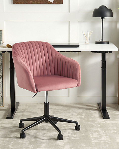 Chaise de bureau VENICE Velours Rose