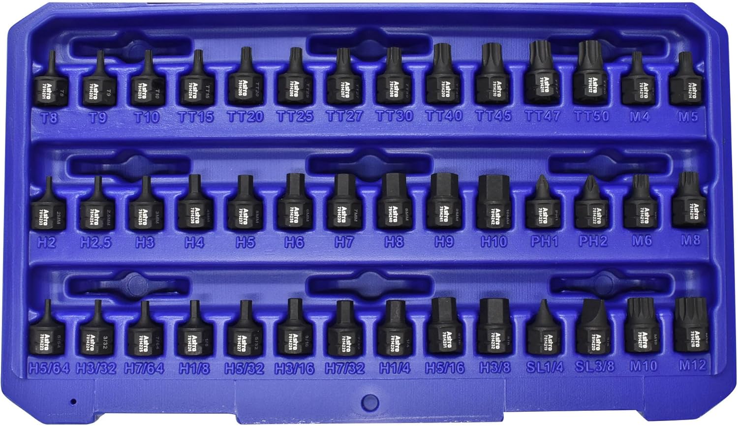 Astro Tools 78142 42pc 1/4 Drive Low Profile Nano Impact Bit Socket Set