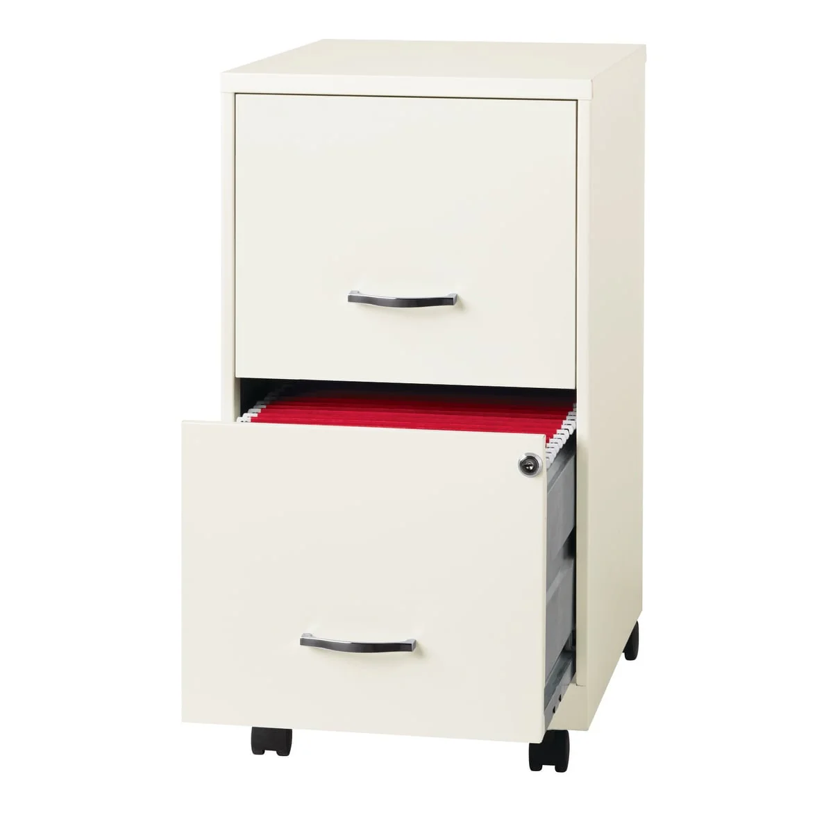 Space Solutions 18 2 Drawer Mobile Vertical File Cabinet, Pearl White