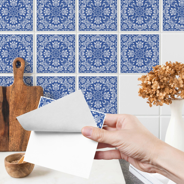 Naklejki Na Kafelki Niebieskie Klasyczne ORNAMENTY Zestaw