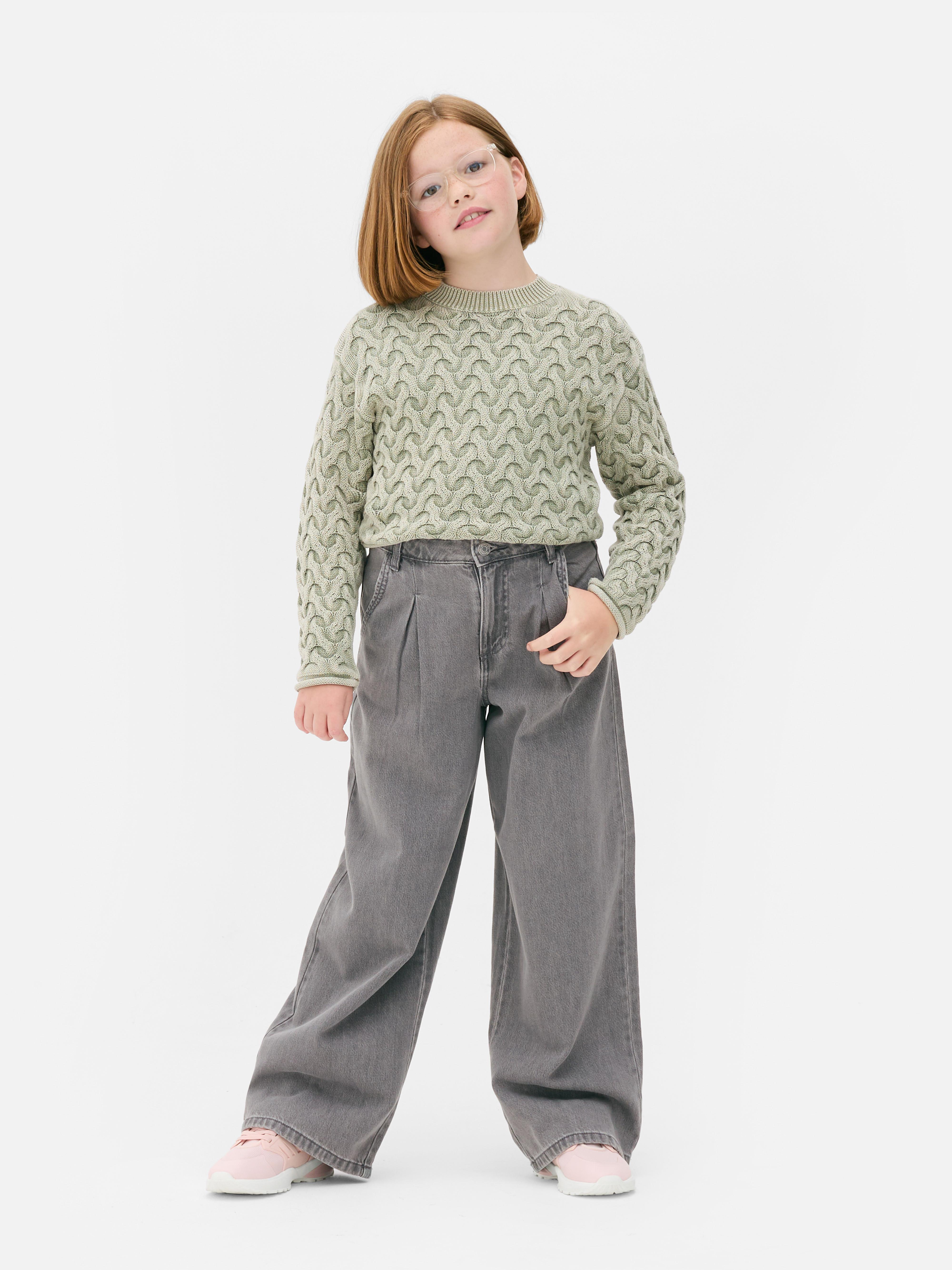 Pleated Wide Leg Jeans