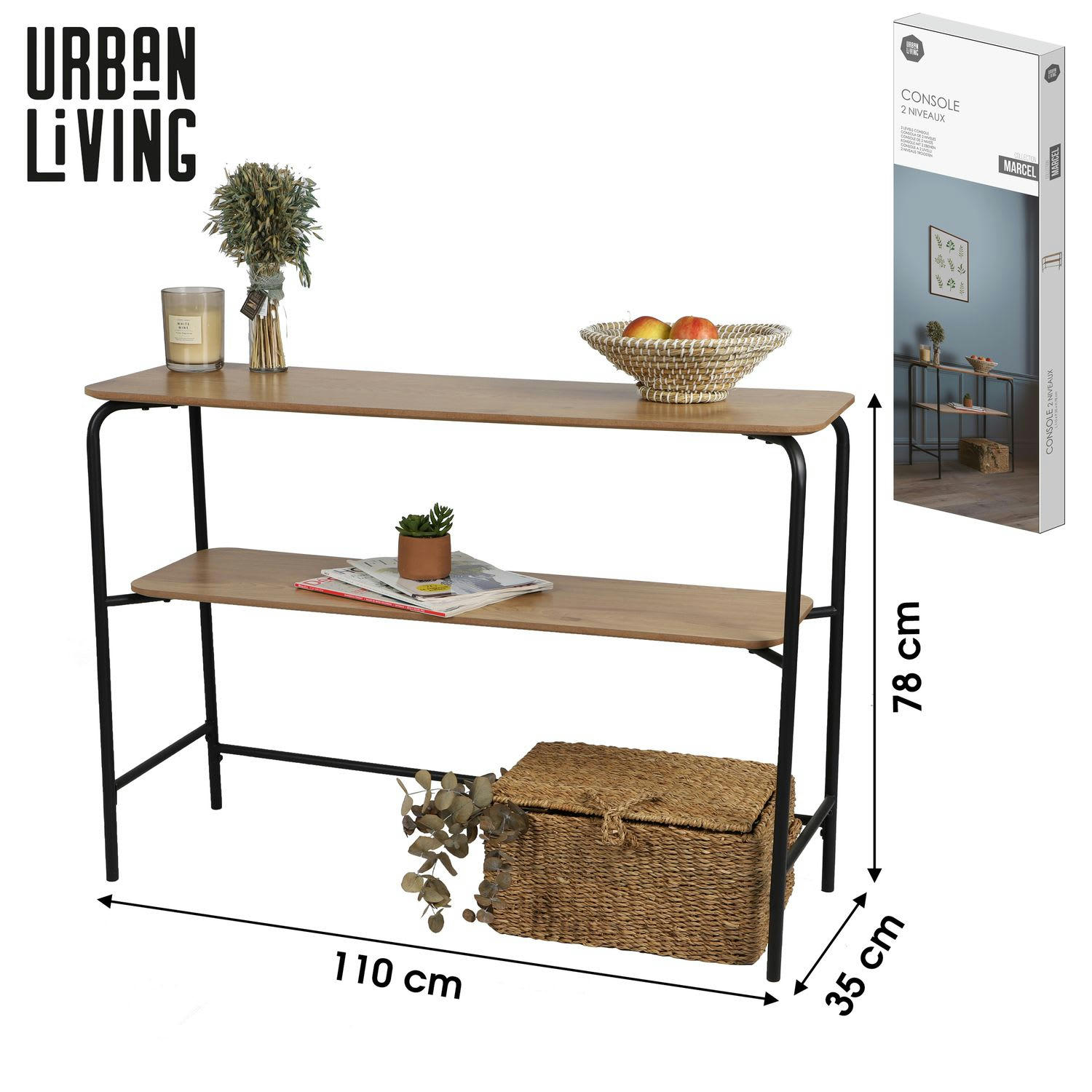 - Console 2 niveaux marron