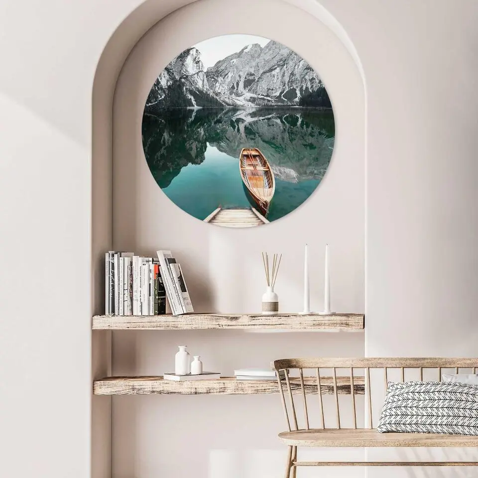 Plexiglasschilderij Bergmeer - &Oslash; 70 - Blauw