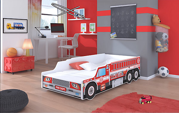 Lit enfant Camion de pompier avec matelas et sommier inclus - 160 cm x 80 cm