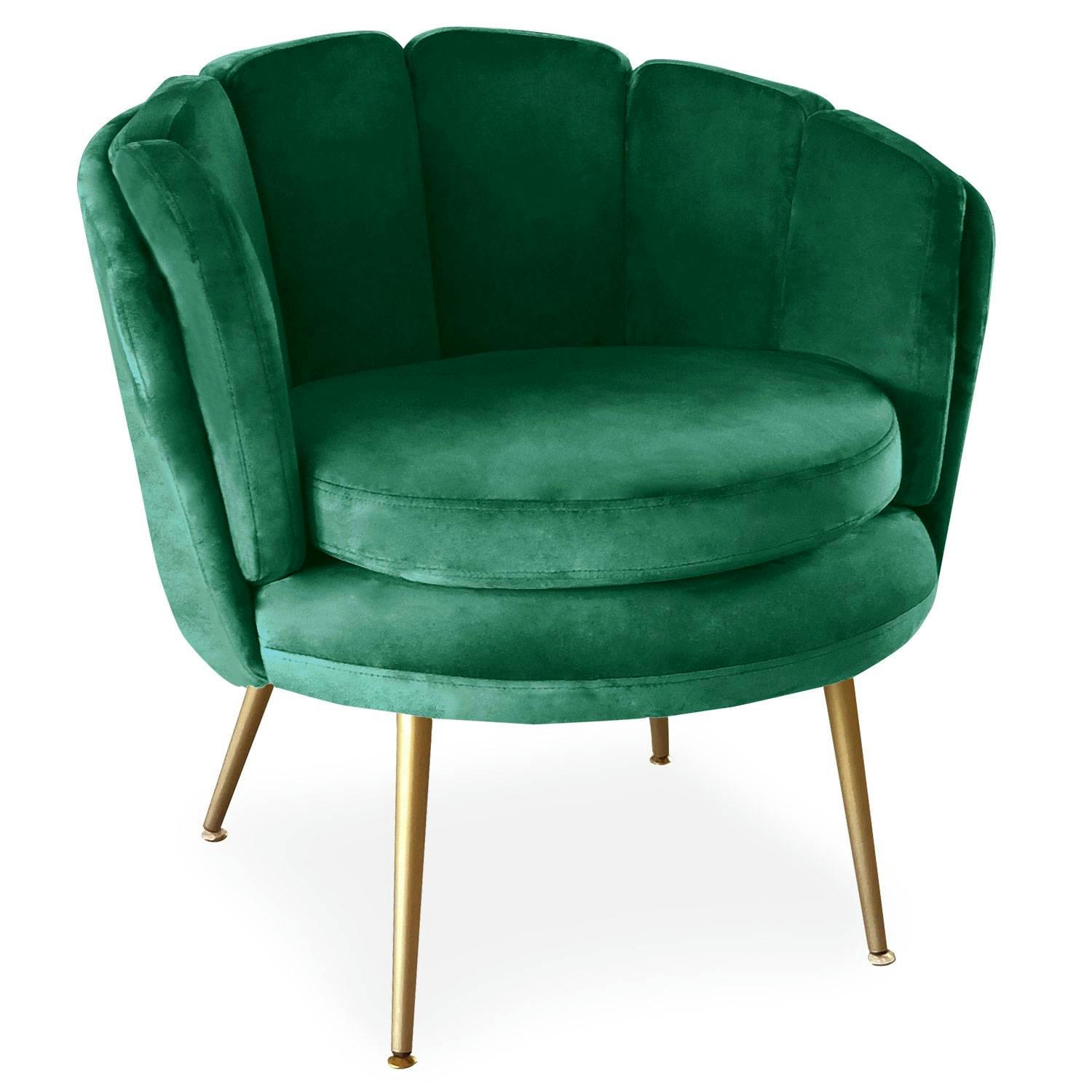 BRENDA - Fauteuil arrondi velours vert