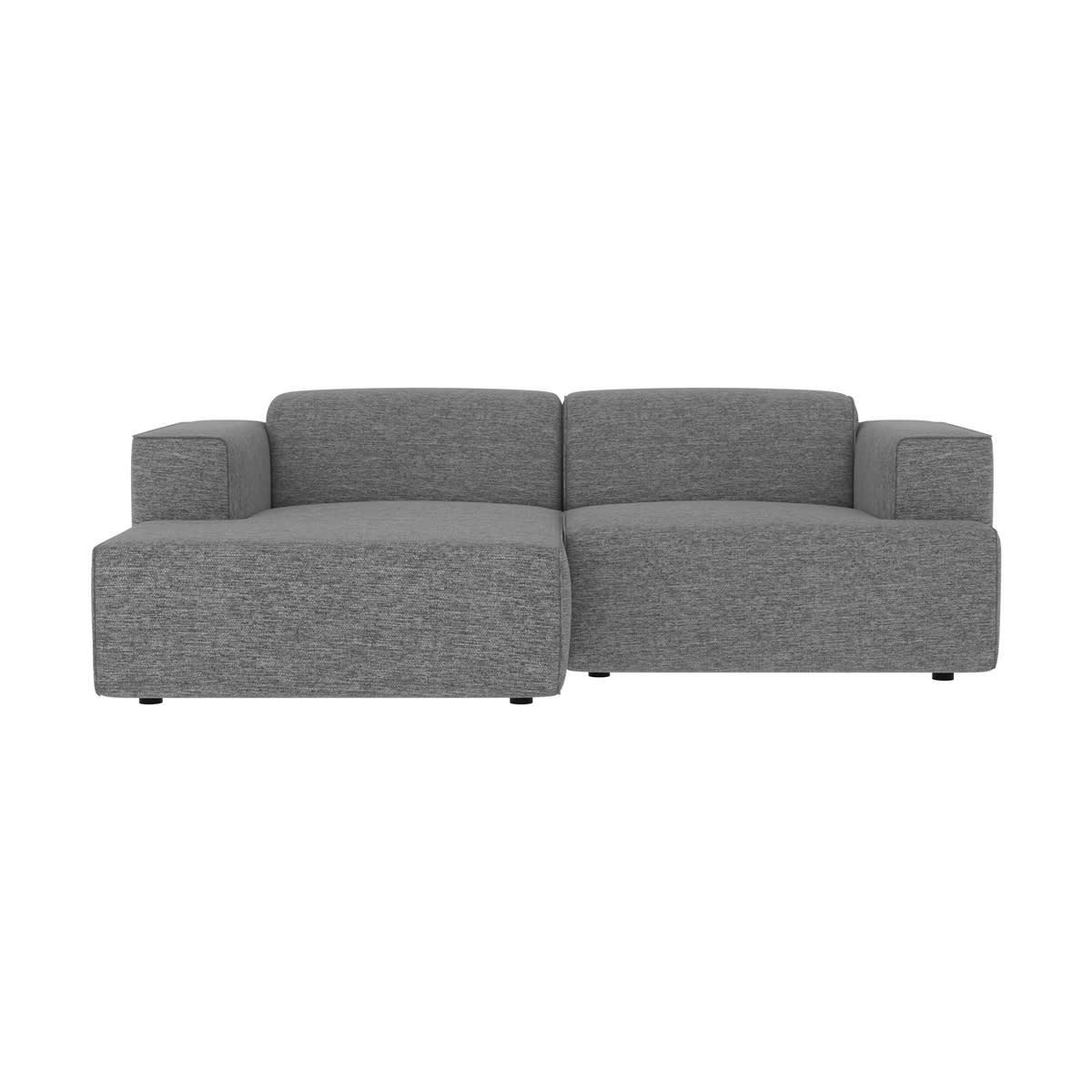ASKA - Canapé d'angle gauche 3 places tissu gris foncé chiné