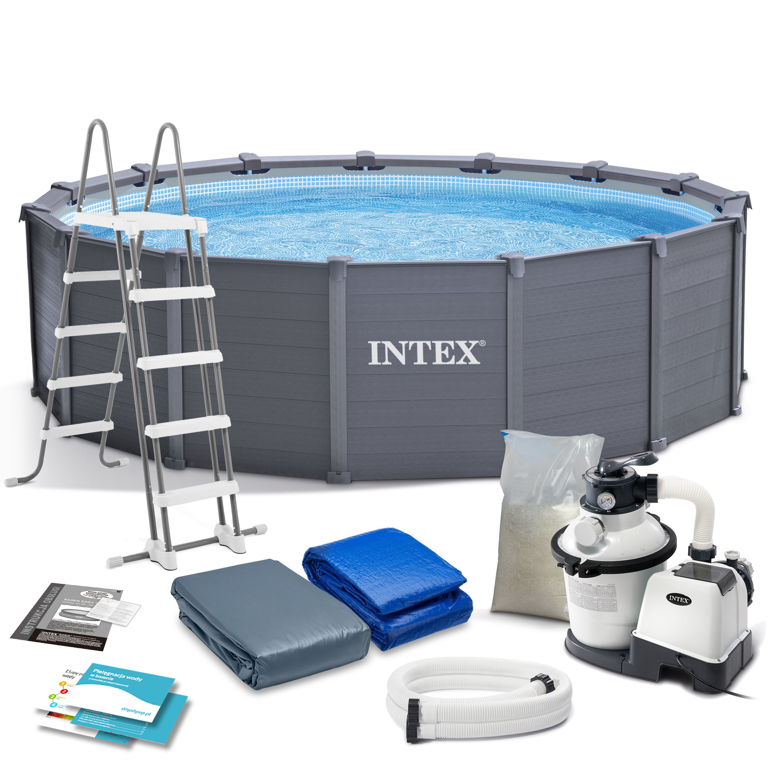 Basen ogrodowy panelowy 478x124cm Intex zestaw 12w1