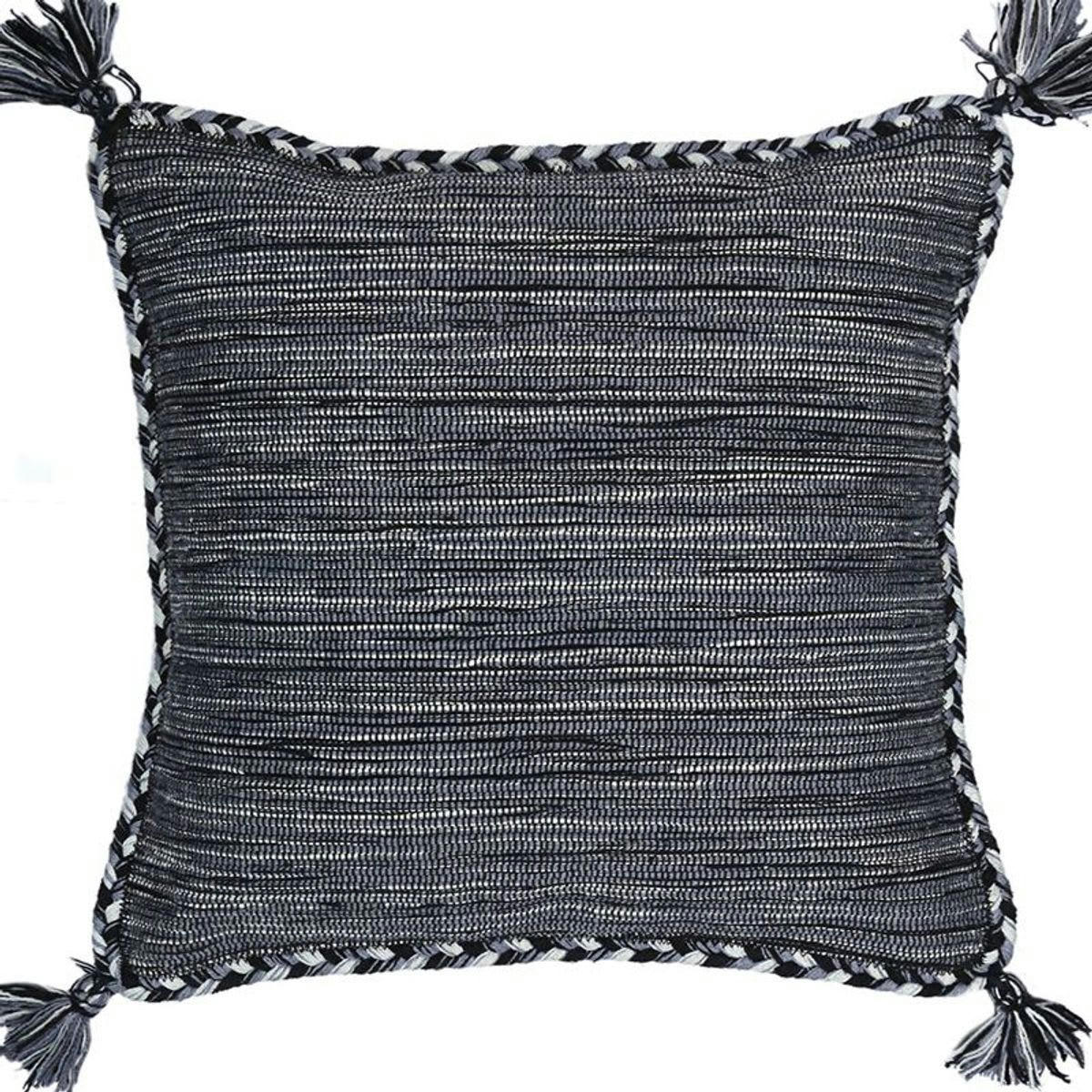 SAHARA - Coussin 100% coton tissé et tressé gris 70x70