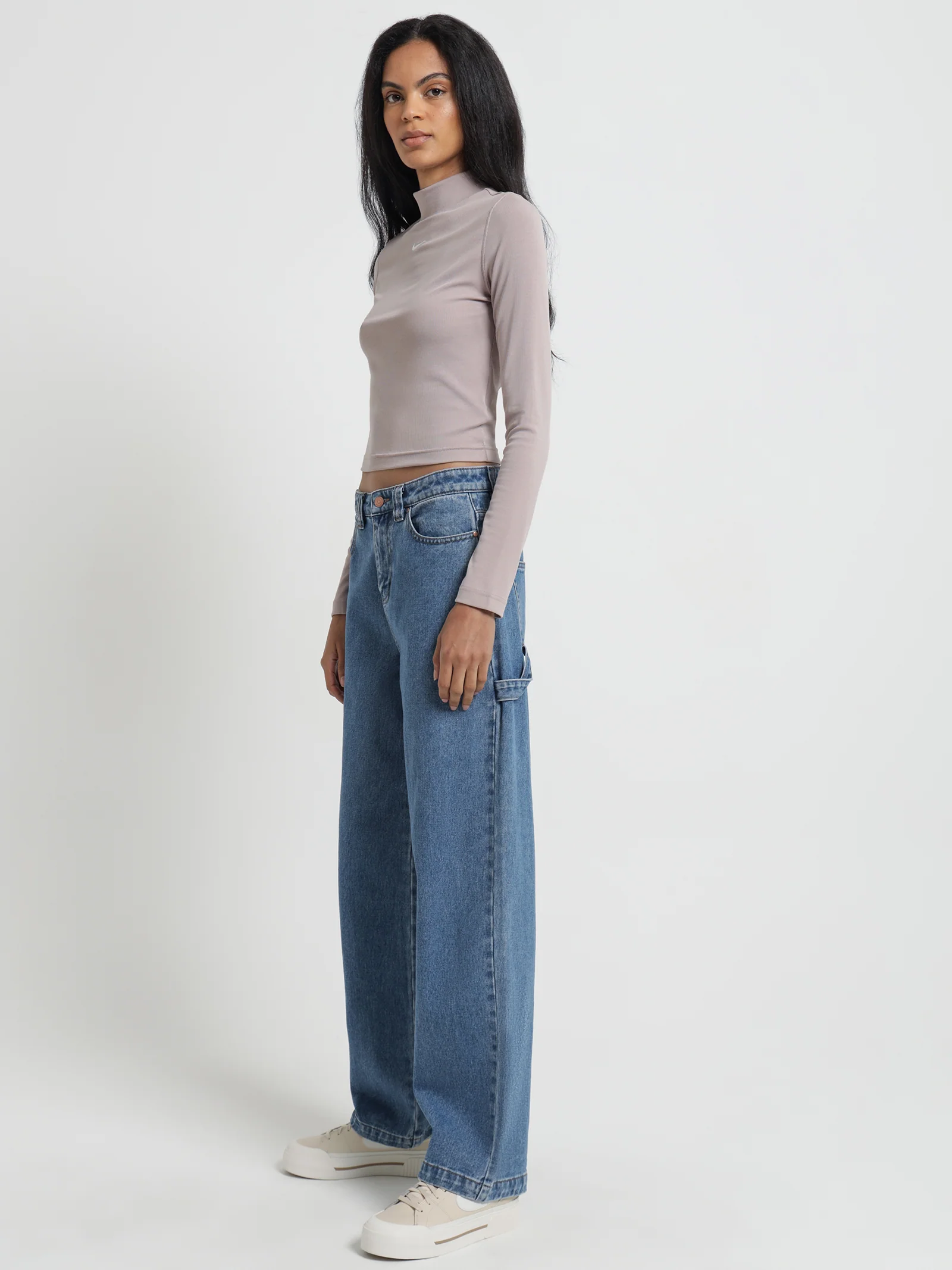 Sportswear Essentials Ribbed Mock Neck Long Sleeve Top