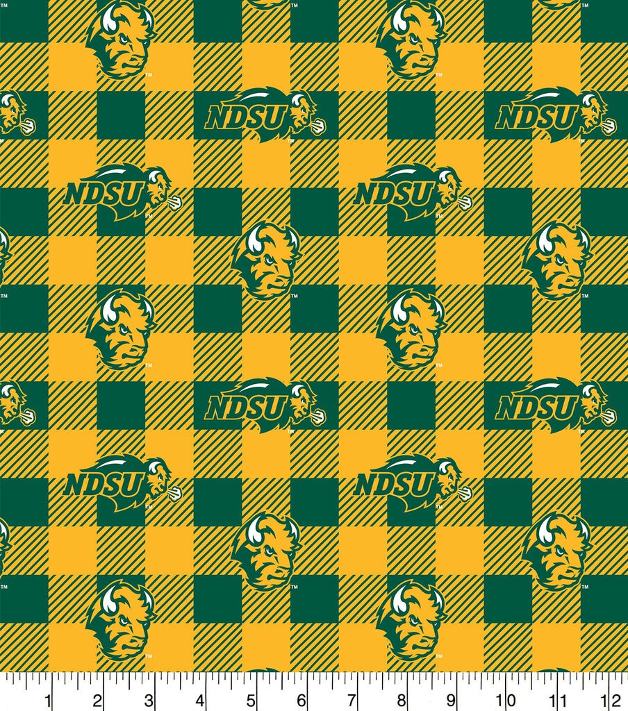 North Dakota State Bison Fleece Fabric Buffalo Check