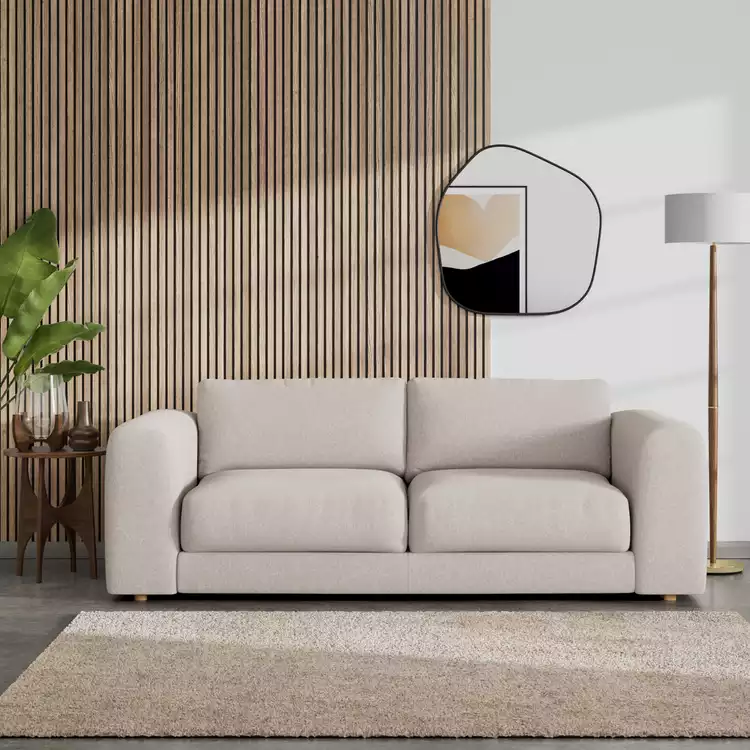 Habitat Ayr Large Fabric 3 Seater Sofa - Stone