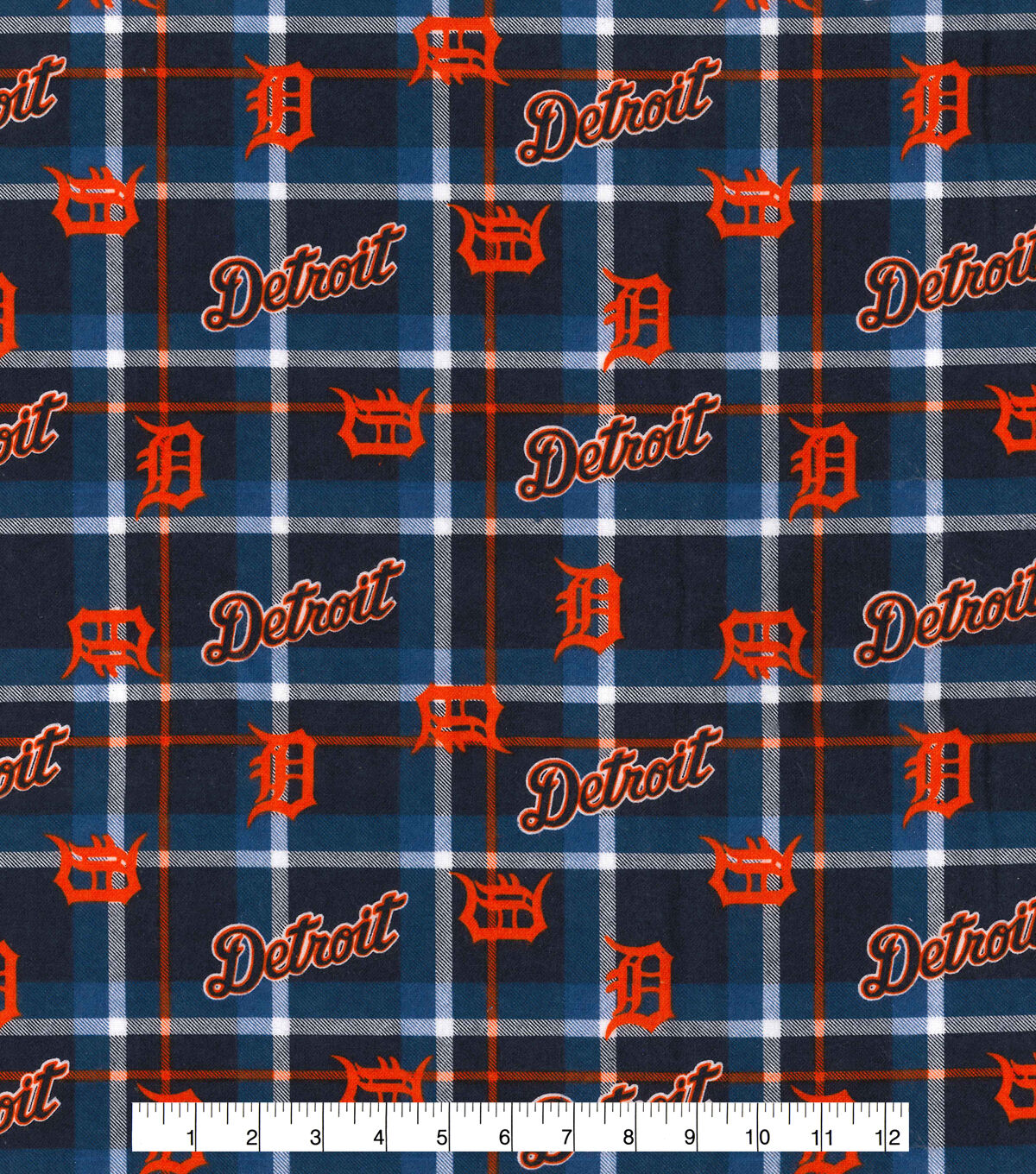 Fabric Traditions Detroit Tigers Flannel Fabric Plaid