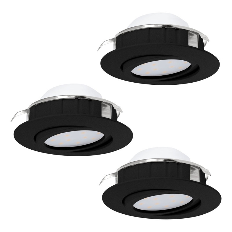 Spot encastrable LED Pineda noir dimmable Ø 8,4 cm 3 x 5,5 W EGLO