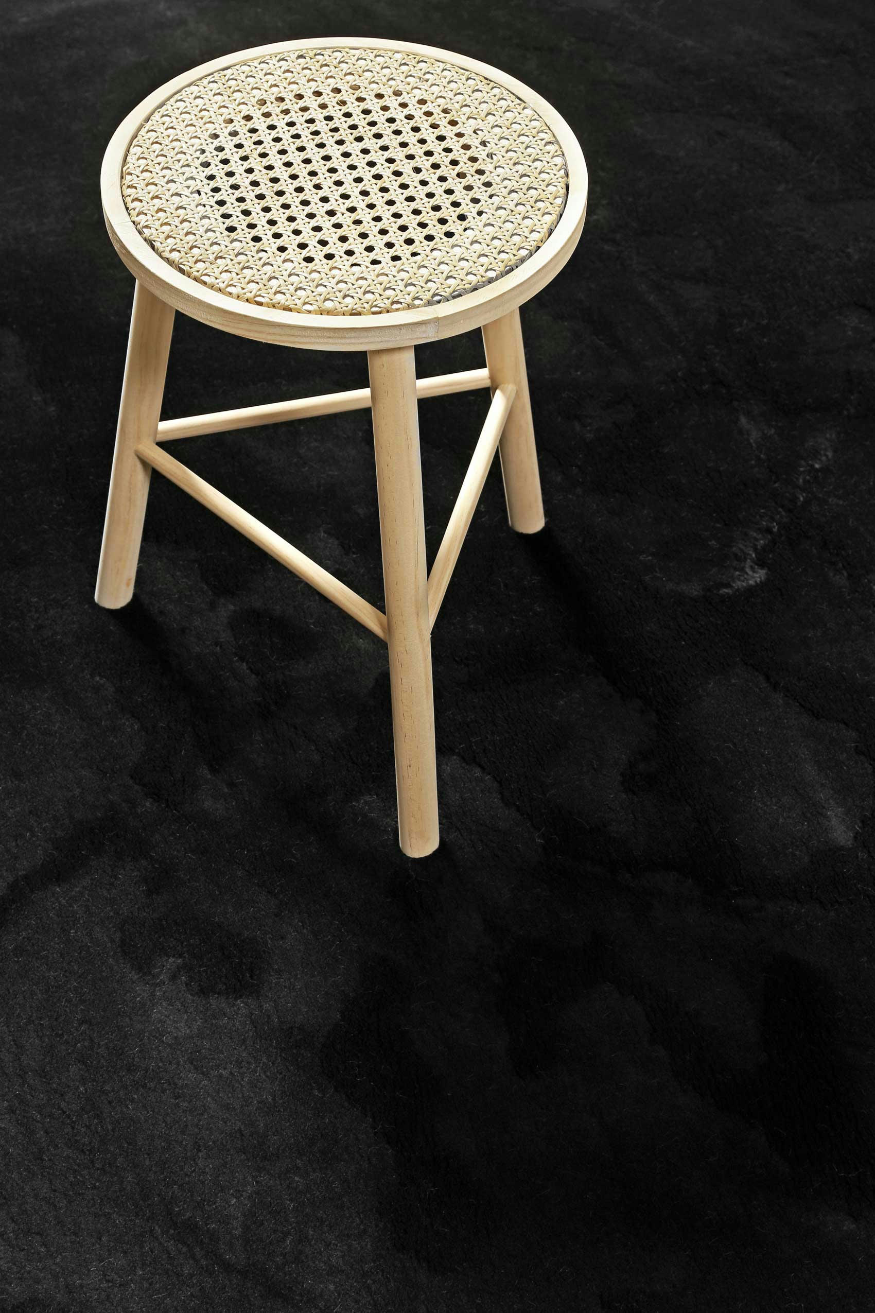 LAGO - Tapis rond tufté mèches rases noir 200 D