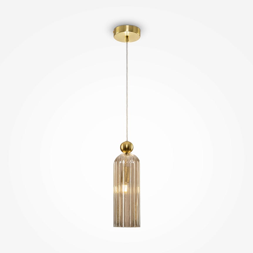 Suspension cuisine verre ambré forme cylindre SOLANA