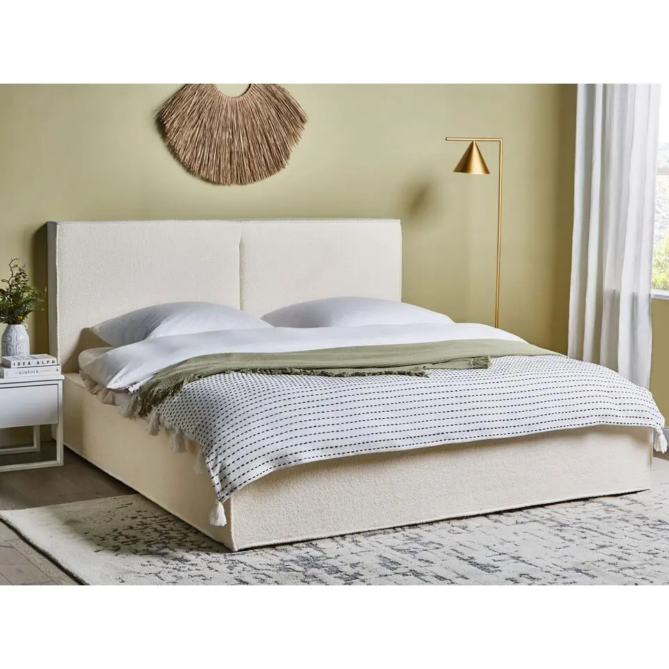 MOISSAC - Tweepersoonsbed - Off-white - 180 x 200 cm - Polyester