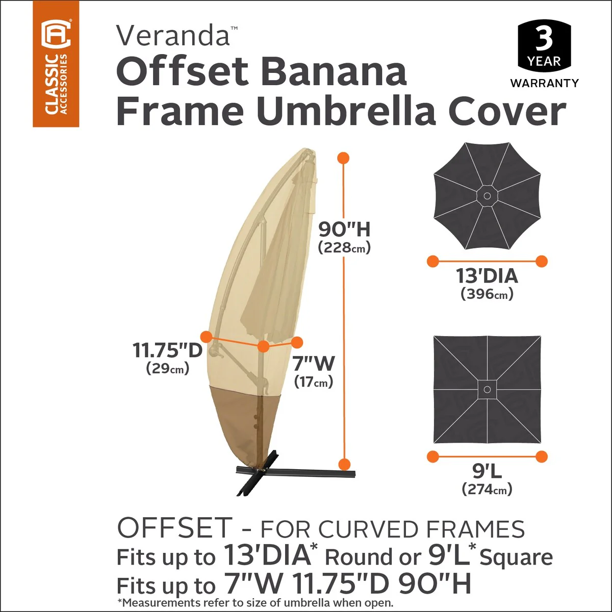 Classic Accessories Veranda™ Offset Banana Frame Patio Umbrella Cover